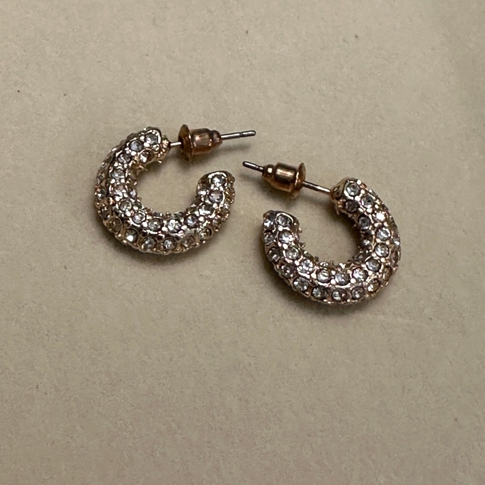 Elegant Gold and Silver Crystal Huggie Hoop Earrings